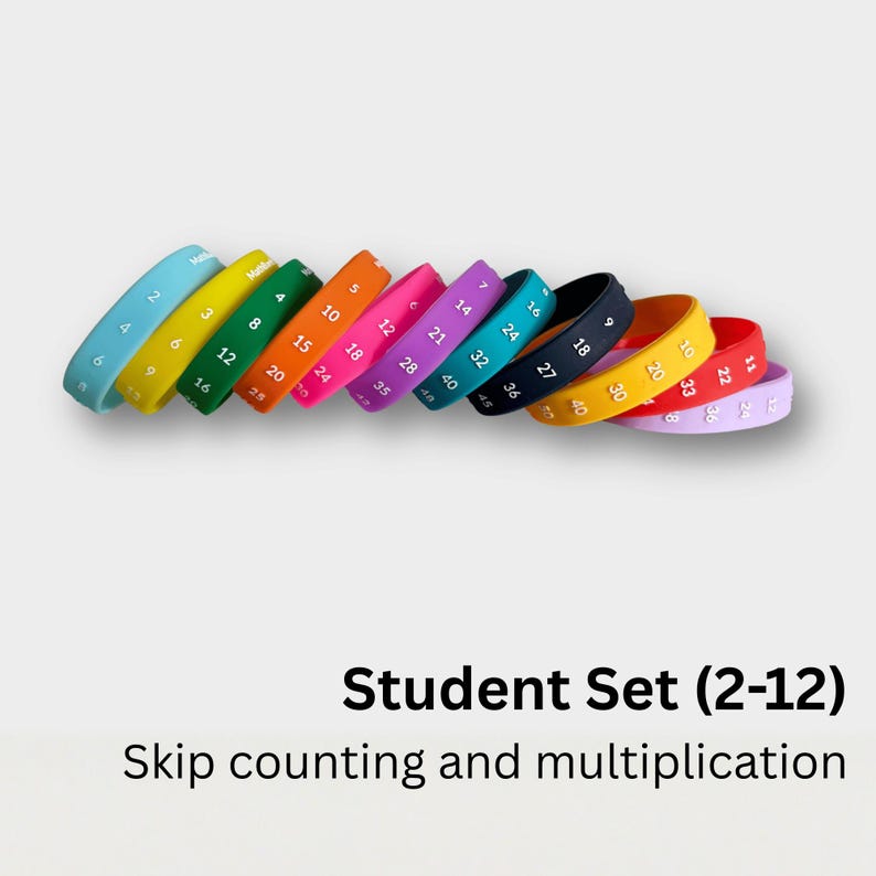 Skip counting multiplication wristbands set 2 through 12